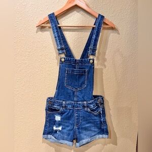 Justfab Blue Jean Overall Shorts